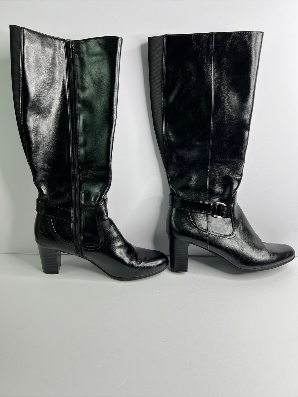 LifeStride Marta Black Knee High Riding Boots Soft System Size 10M No Box